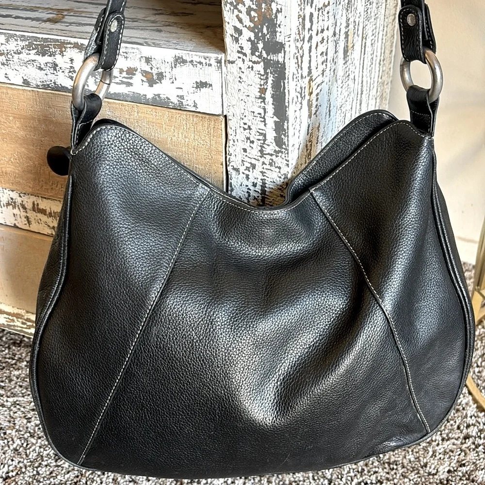I Santi‎ Black Leather Satchel Shoulder Bag made in Italy